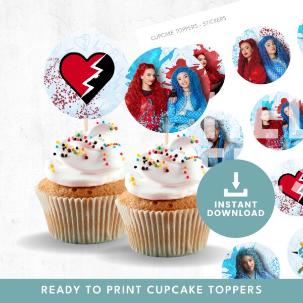 Descendants 4 The Rise of Red Cupcake Toppers