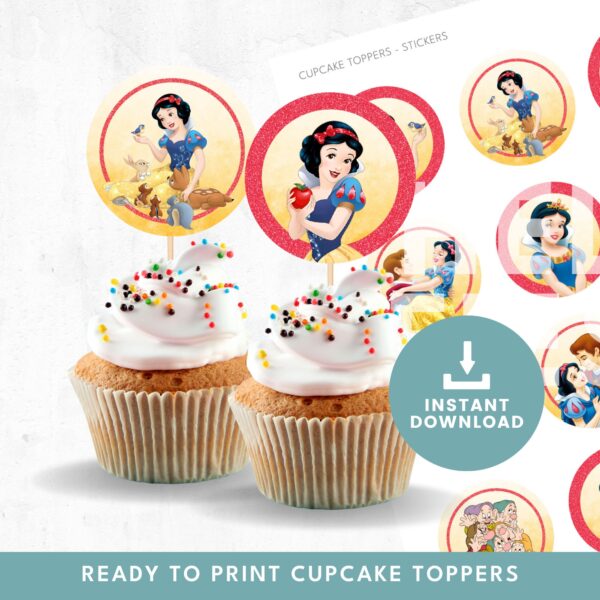 Princess Snow White Cupcake Toppers & Stickers