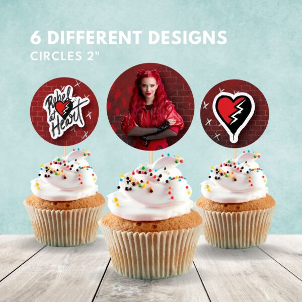 Descendants: The Rise of Red Cupcake Toppers