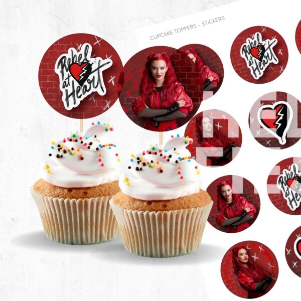 Descendants: The Rise of Red Cupcake Toppers