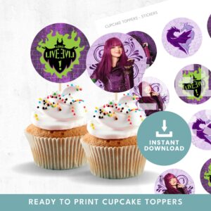 Descendants Mal Cupcake Toppers