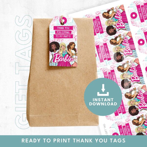 Barbie and Friends Thank You Tags