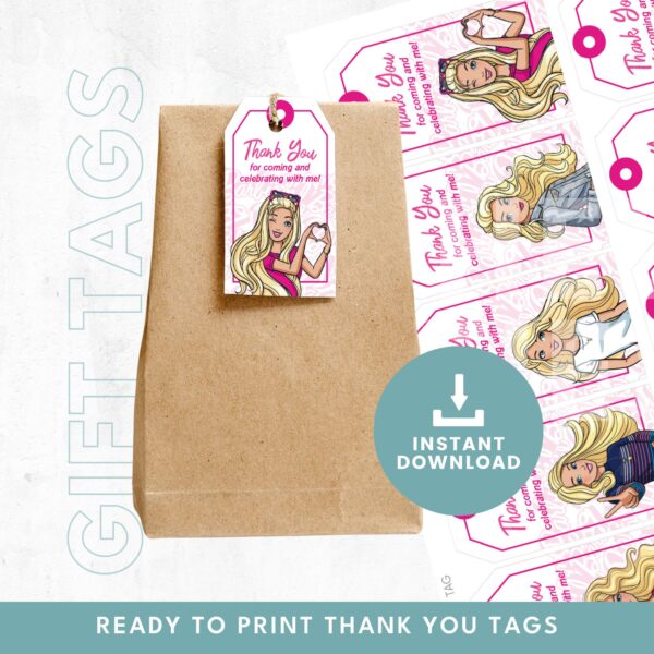 Barbie Thank You Tags